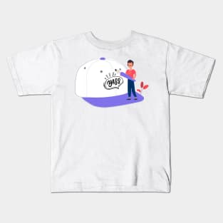 graphic designer Draws on a cap Kids T-Shirt